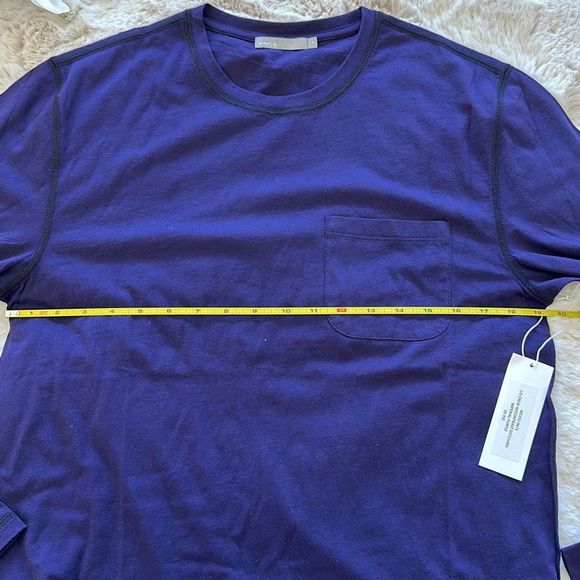 Vince Mens Cotton Long Sleeve Pocket Crew with Contrast Stitching T-Shirt Size M - Picture 5 of 7